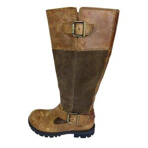 B.O.C. Born Brown Leather and Suede Tall Riding Boots Buckles Size 6M